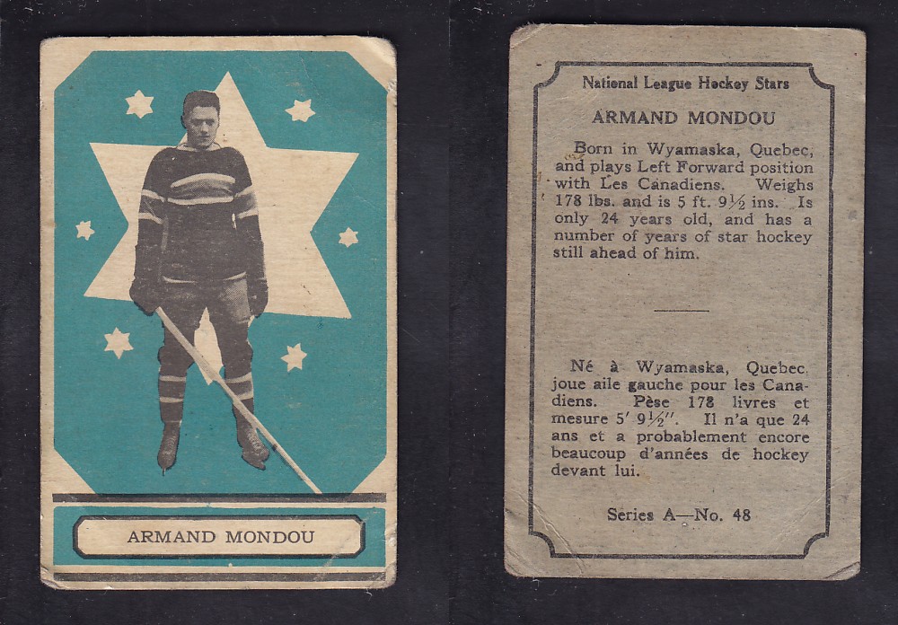 1933-34 O-PEE-CHEE HOCKEY CARD SER. A #48 A. MONDOU photo