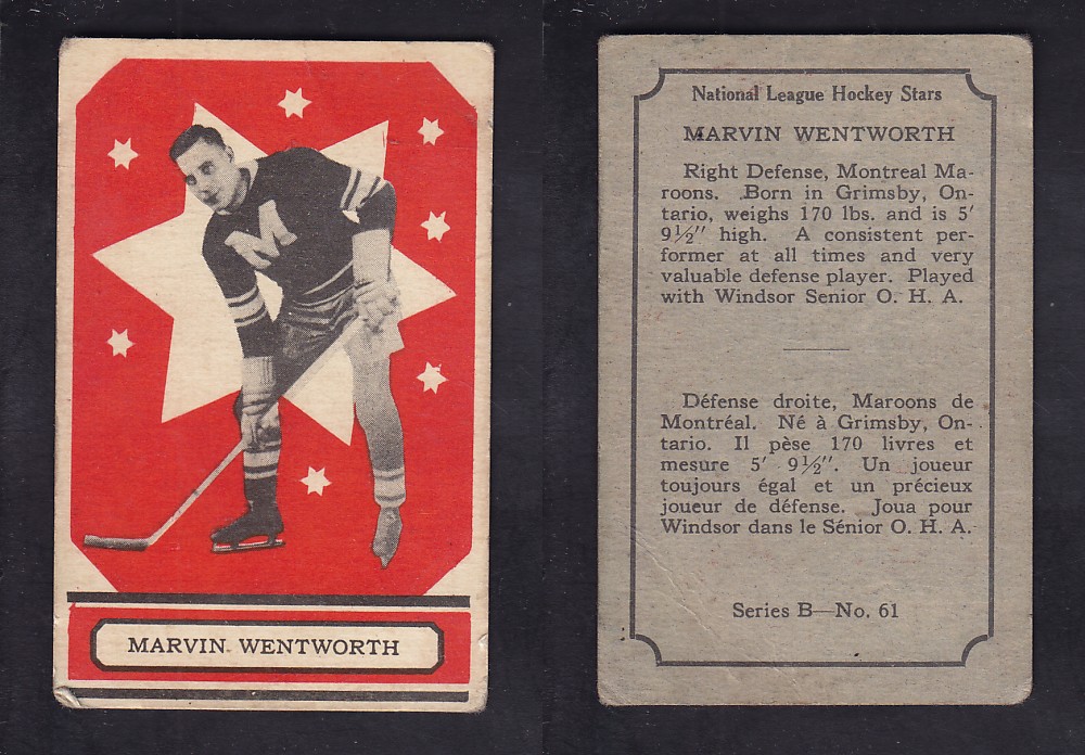 1933-34 O-PEE-CHEE HOCKEY CARD SER. A #61 M. WENTWORTH photo