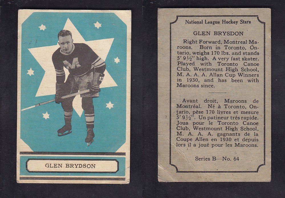 1933-34 O-PEE-CHEE HOCKEY CARD SER. A #64 G. BRYSDON photo