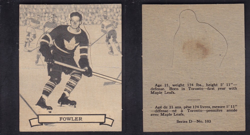 1936-37 O-PEE-CHEE HOCKEY CARD SER. D #103 J. FOWLER photo