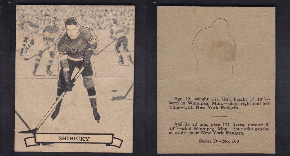 1936-37 O-PEE-CHEE HOCKEY CARD SER. D #109 A. SHIBICKY photo