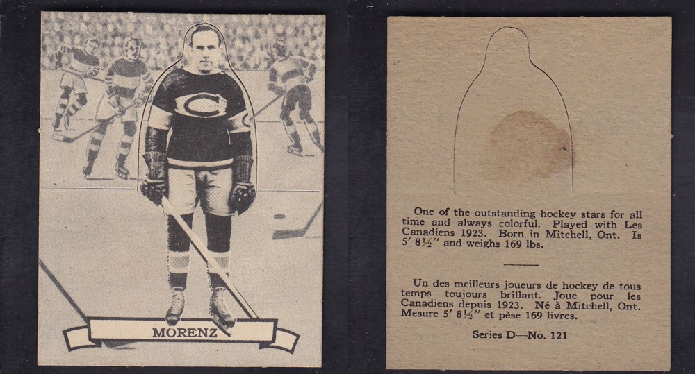 1936-37 O-PEE-CHEE HOCKEY CARD SER. D #121 H. MORENZ photo