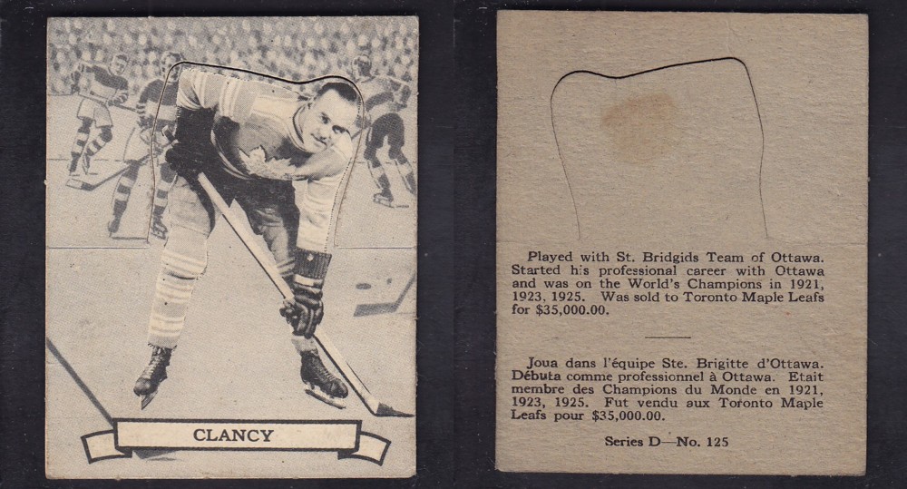 1936-37 O-PEE-CHEE HOCKEY CARD SER. D #125 F. CLANCY photo