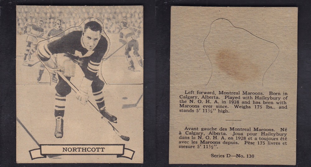 1936-37 O-PEE-CHEE HOCKEY CARD SER. D #130 B. NORTHCOTT photo