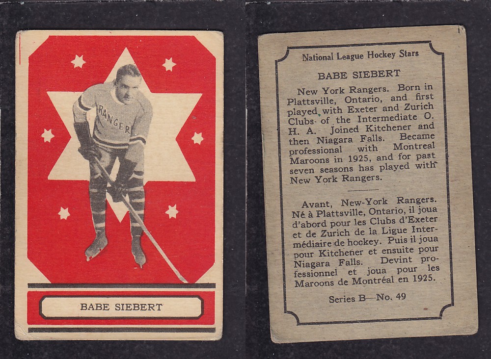 1933-34 O-PEE-CHEE HOCKEY CARD #49 B. SIEBERT photo