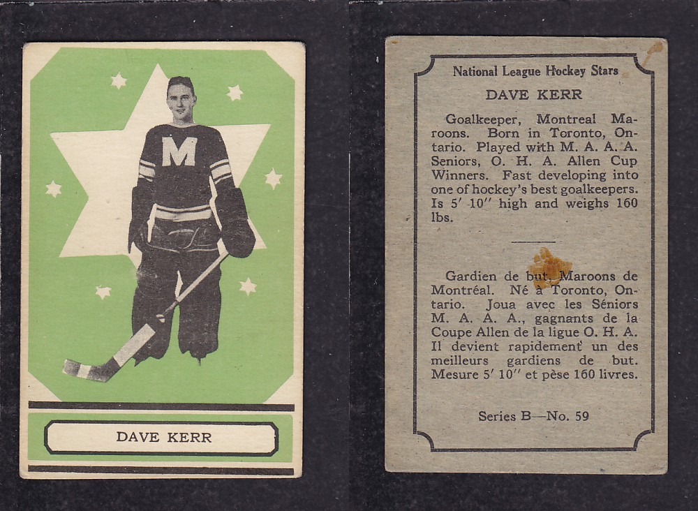 1933-34 O-PEE-CHEE HOCKEY CARD #59 D. KERR photo