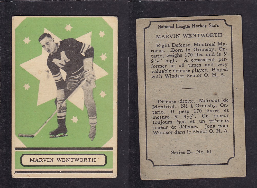 1933-34 O-PEE-CHEE HOCKEY CARD #61 M. WENTWORTH photo