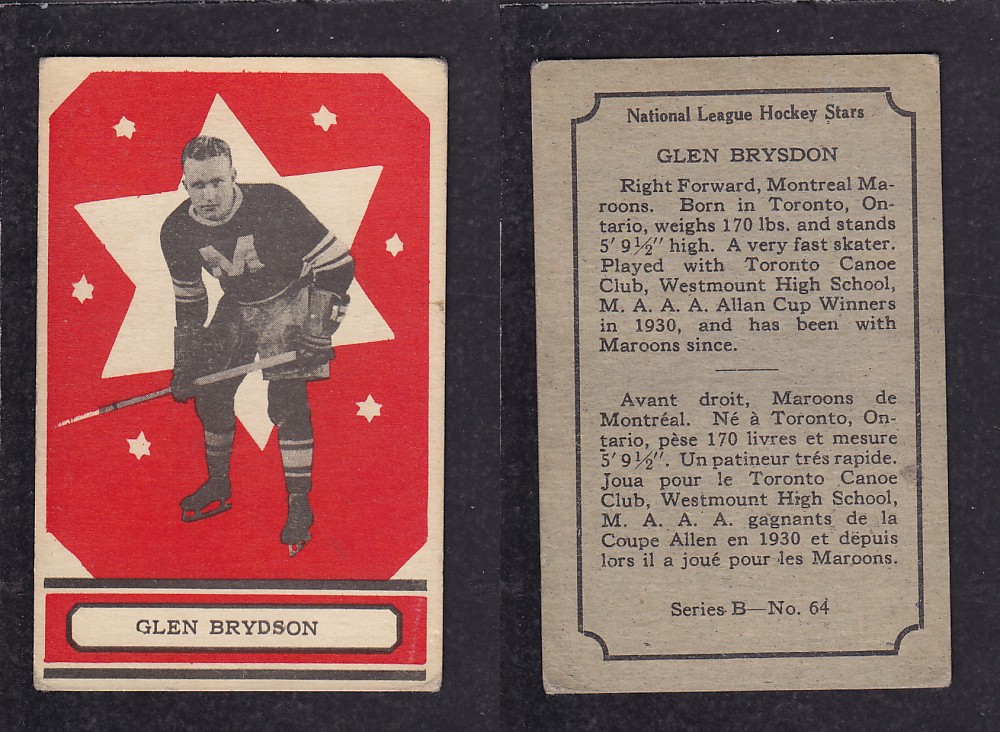 1933-34 O-PEE-CHEE HOCKEY CARD #64 G. BRYDSON photo