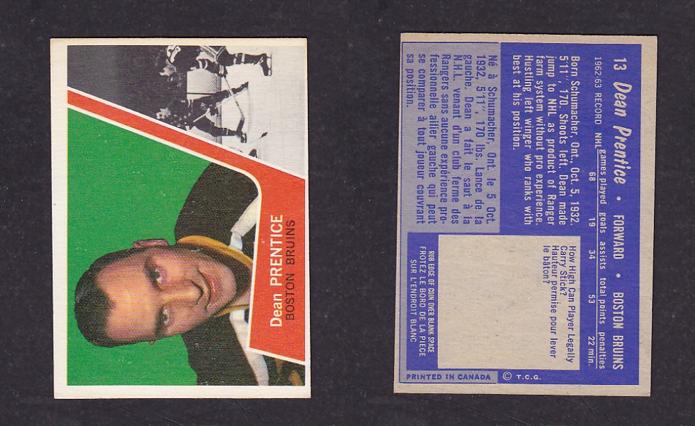 1963-64 TOPPS HOCKEY CARDS #13 D. PRENTICE photo