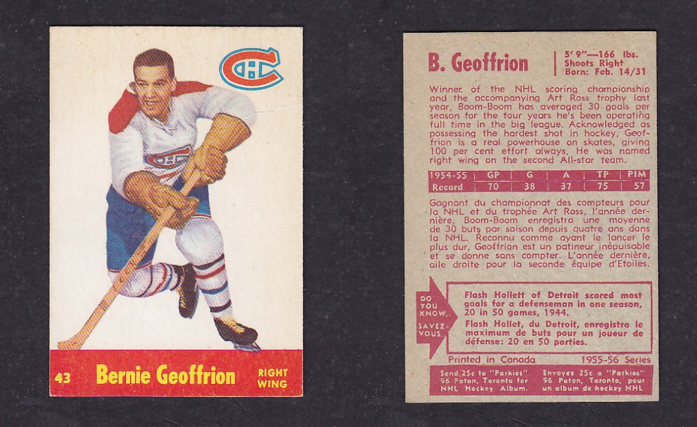 1955-56 PACK HURTS HOCKEY CARD #43 B. GEOFFRION photo