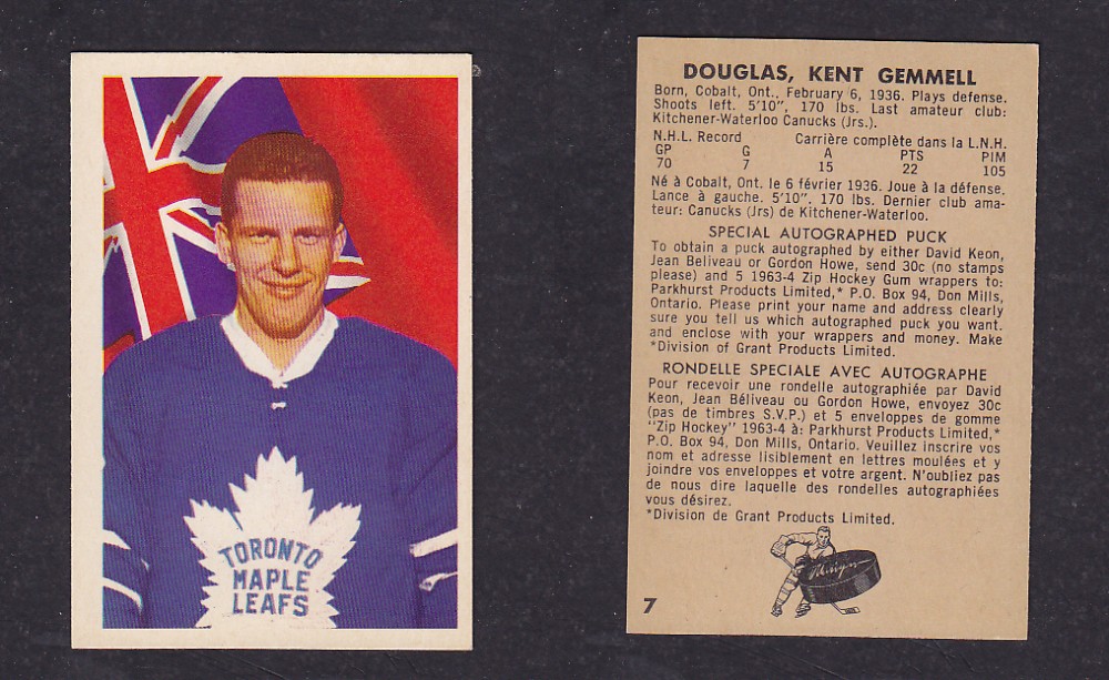 1963-64 PARKHURST HOCKEY CARD #7 K. DOUGLAS photo