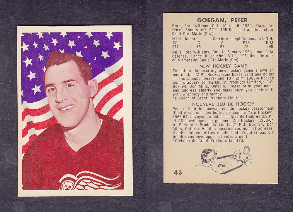 1963-64 PARKHURST HOCKEY CARD #43 P. GOEGAN photo