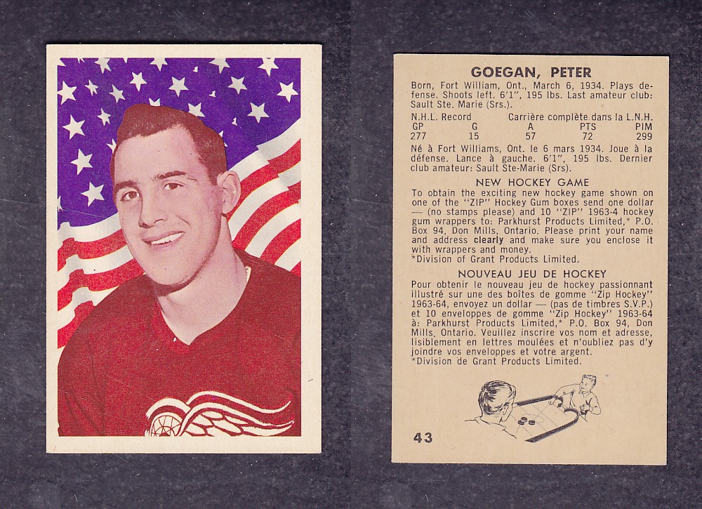 1963-64 PARKHURST HOCKEY CARD #43 P. GOEGAN photo