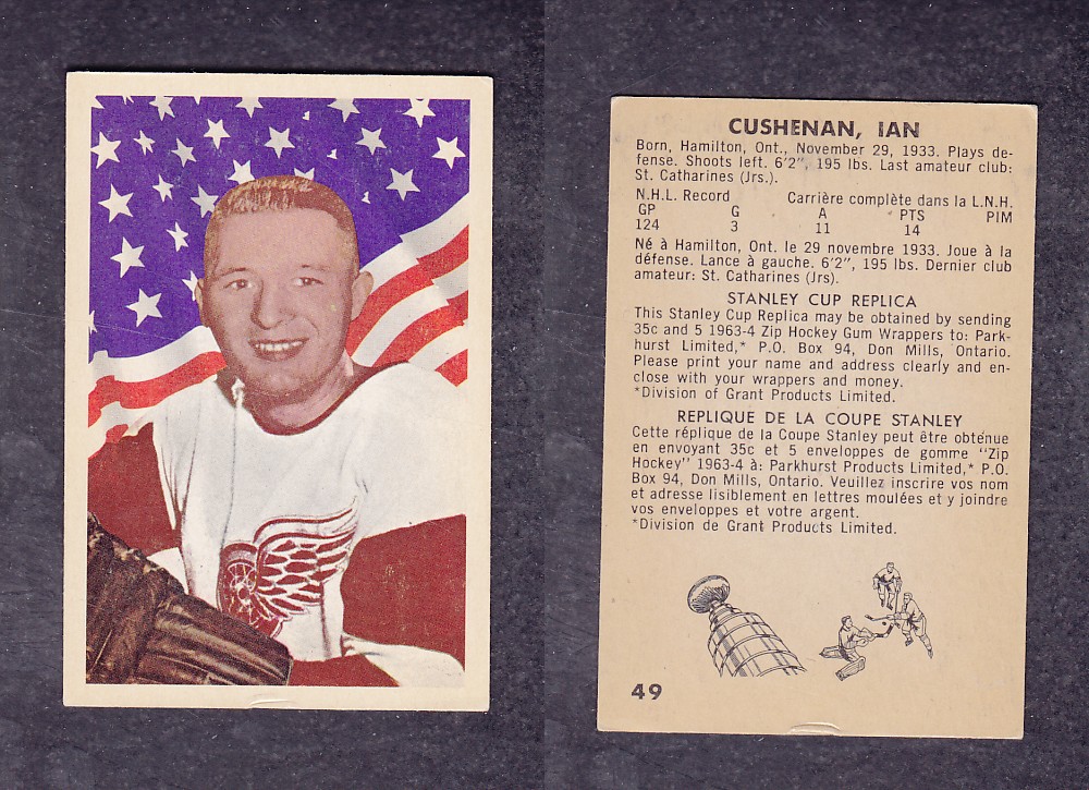 1963-64 PARKHURST HOCKEY CARD #49 I. CUSHENAN photo