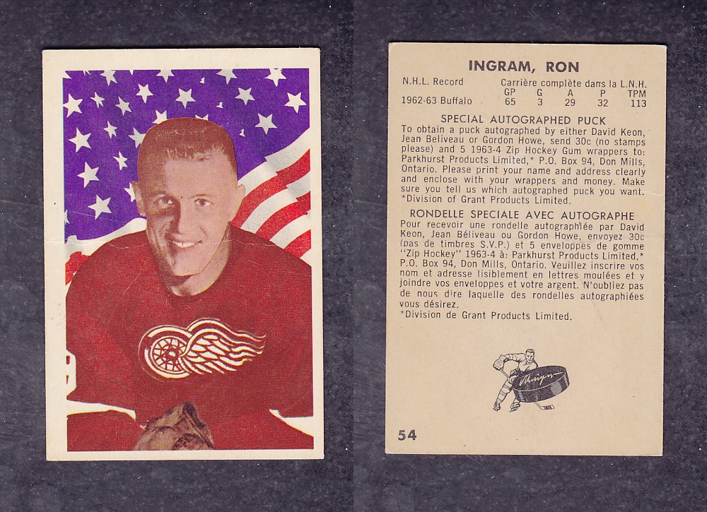 1963-64 PARKHURST HOCKEY CARD #54 R. INGRAM photo