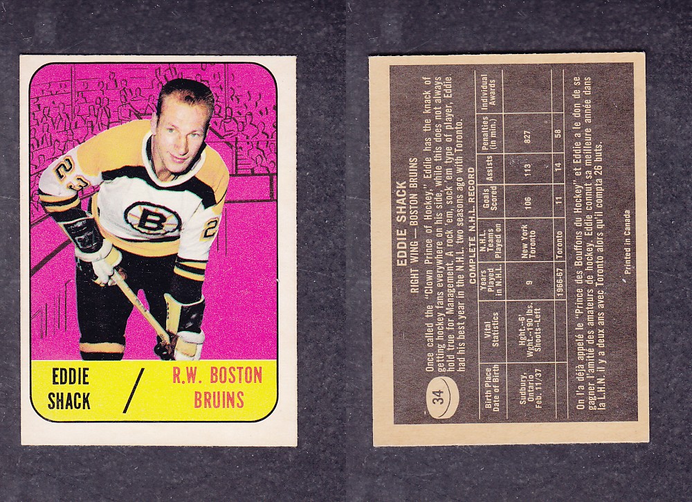 1967-68 TOPPS HOCKEY CARD #34 E. SHACK photo