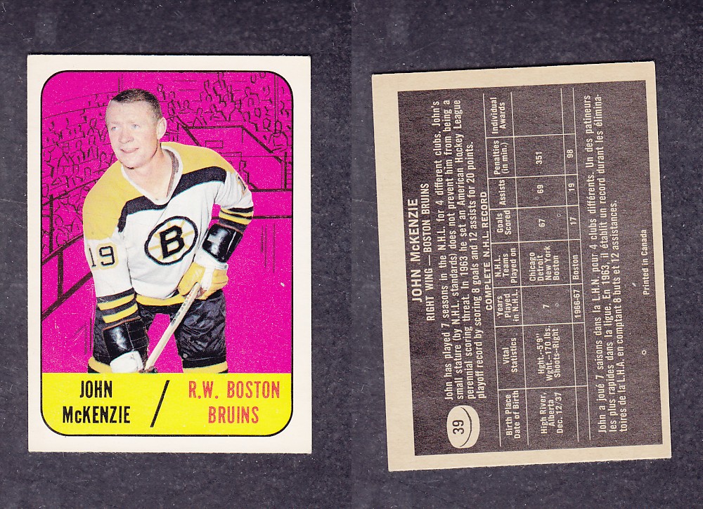 1967-68 TOPPS HOCKEY CARD #39 J. McKENZIE photo