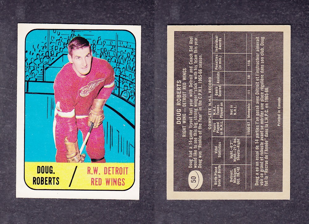 1967-68 TOPPS HOCKEY CARD #50 D. ROBERTS photo