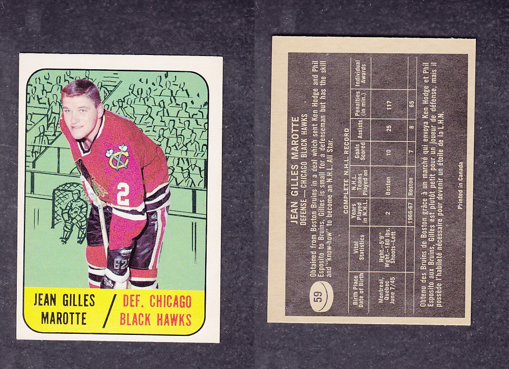 1967-68 TOPPS HOCKEY CARD #59 J. MAROTTE photo