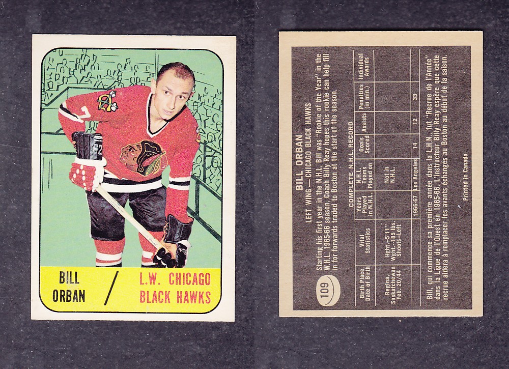 1967-68 TOPPS HOCKEY CARD #109 B. ORBAN photo