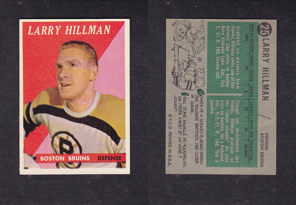 1958-59 TOPPS HOCKEY CARD #25 L. HILLMAAN photo