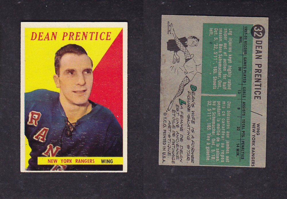 1958-59 TOPPS HOCKEY CARD #32 D. PRENTICE photo