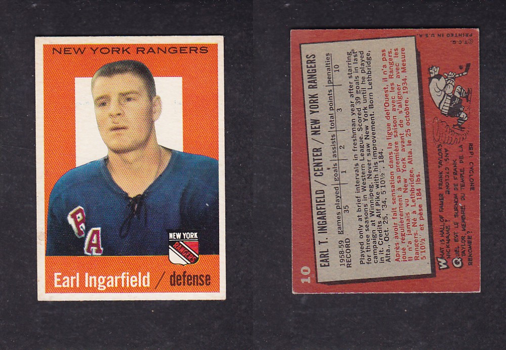 1959-60 TOPPS HOCKEY CARD #10 E. INGARFIELD photo