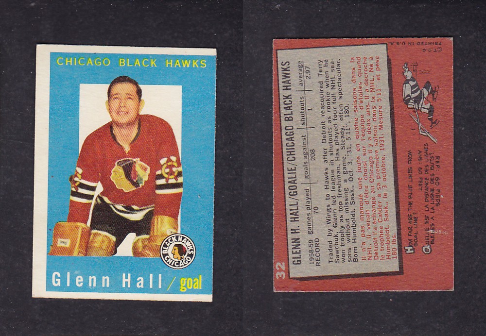 1959-60 TOPPS HOCKEY CARD #32 G. HALL photo