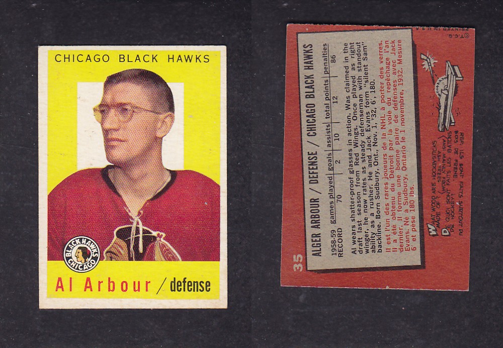 1959-60 TOPPS HOCKEY CARD #35 A. ARBOUR photo