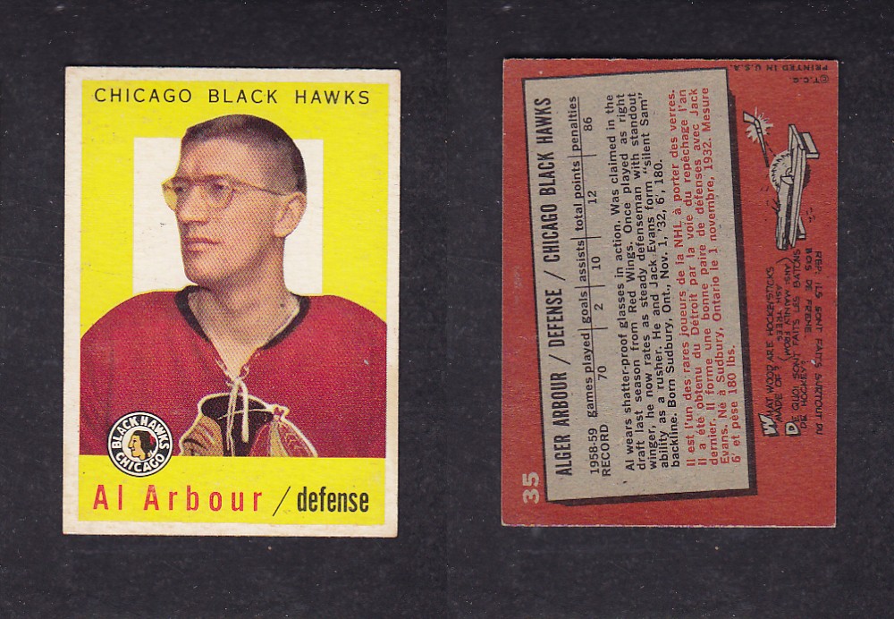 1959-60 TOPPS HOCKEY CARD #35 A. ARBOUR photo