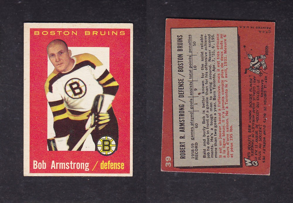 1959-60 TOPPS HOCKEY CARD #39 B. ARMSTRONG photo