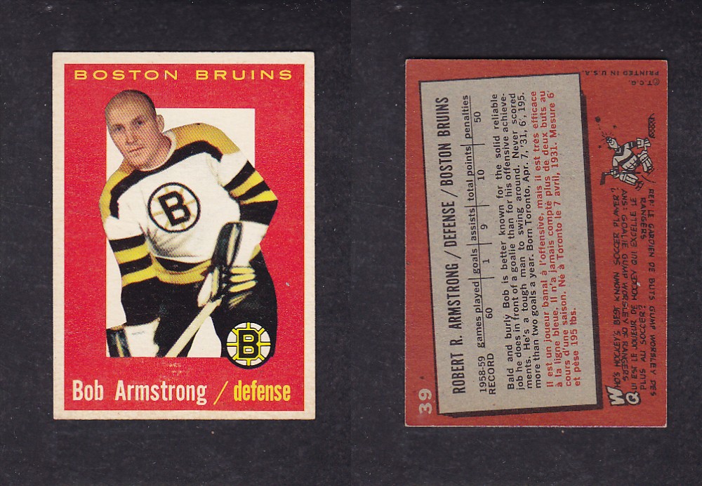 1959-60 TOPPS HOCKEY CARD #39 B. ARMSTRONG photo