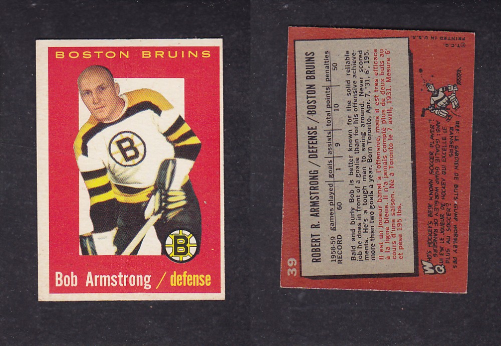 1959-60 TOPPS HOCKEY CARD #39 B. ARMSTRONG photo