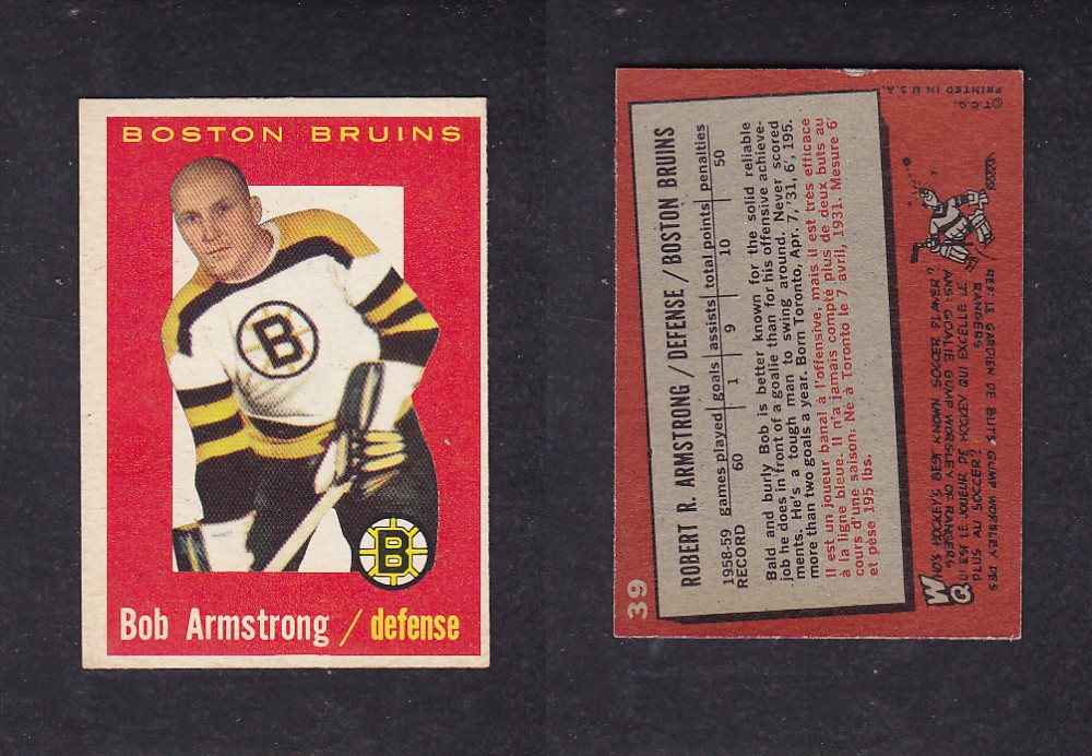 1959-60 TOPPS HOCKEY CARD #39 B. ARMSTRONG photo