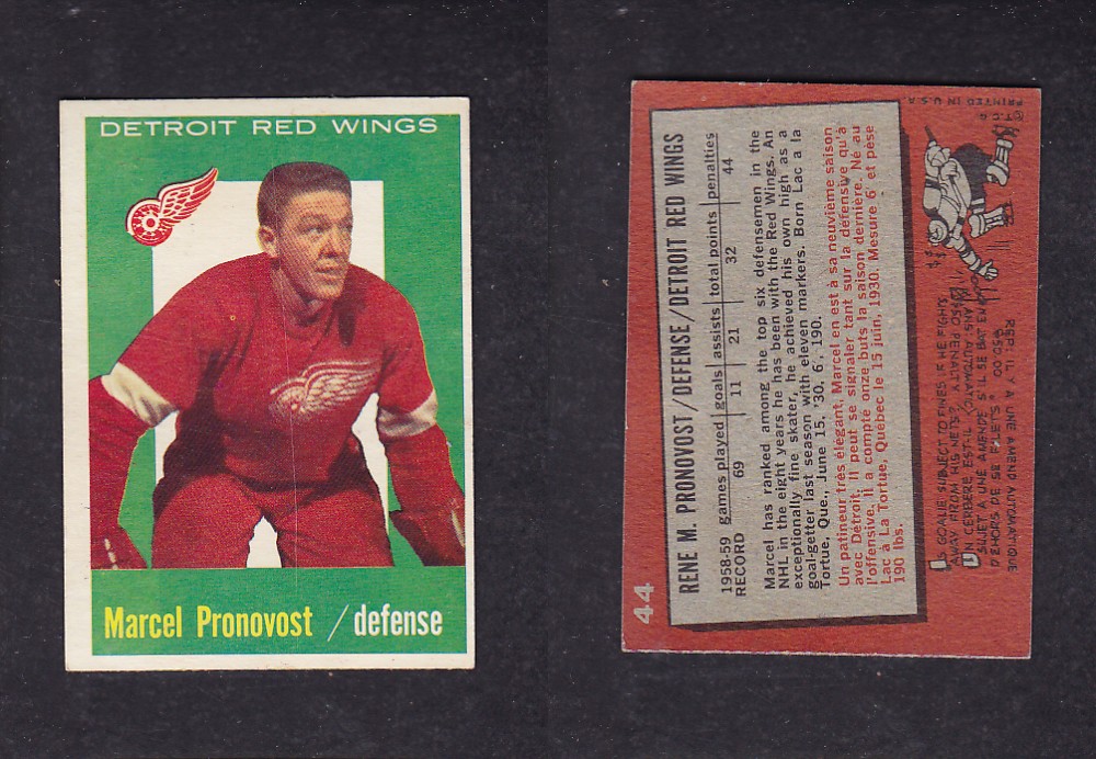 1959-60 TOPPS HOCKEY CARD #44 M. PRONOVOST photo