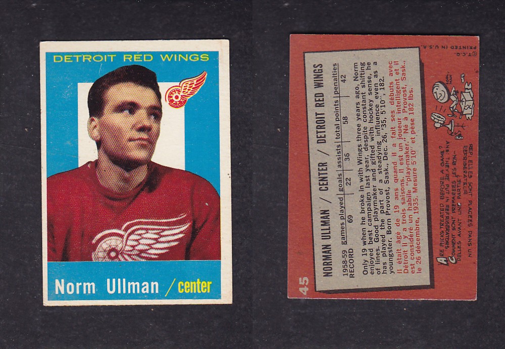 1959-60 TOPPS HOCKEY CARD #45 N. ULLMAN photo