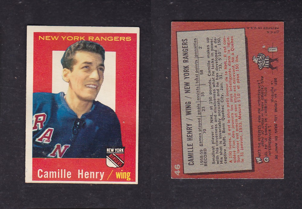 1959-60 TOPPS HOCKEY CARD #46 C. HENRY photo