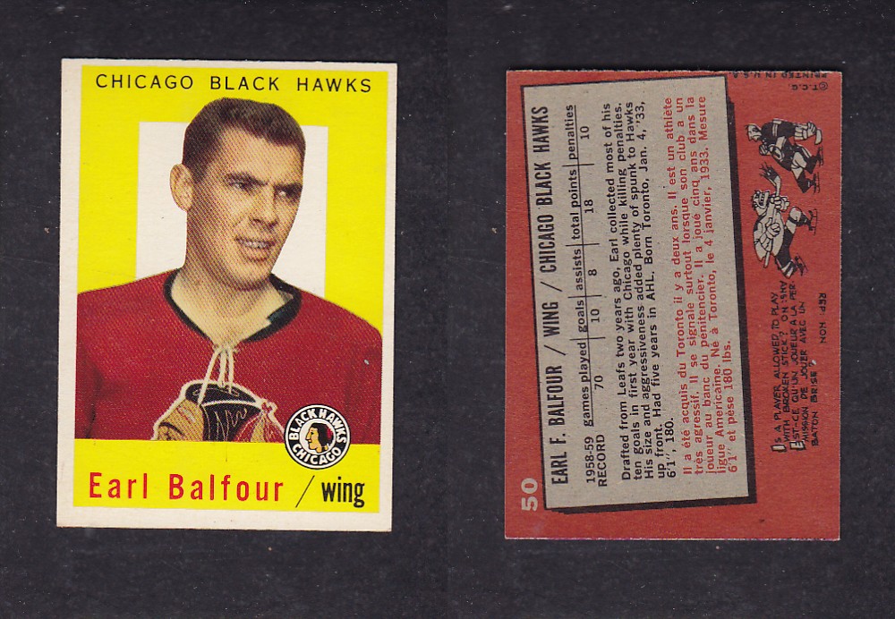 1959-60 TOPPS HOCKEY CARD #50 E. BALFOUR photo