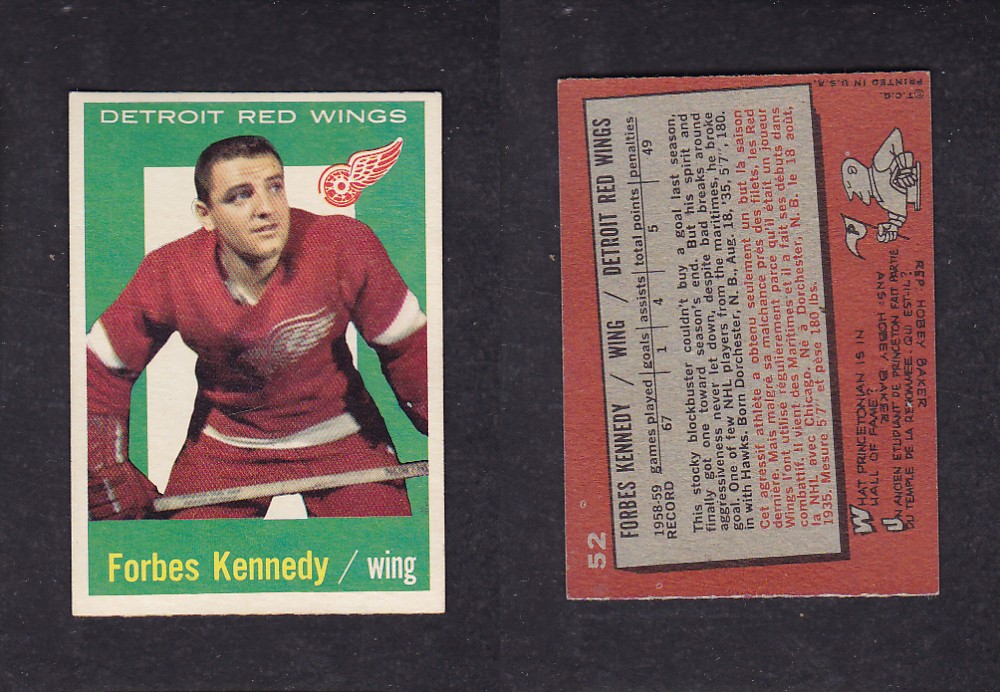 1959-60 TOPPS HOCKEY CARD #52 F. KENNEDY photo