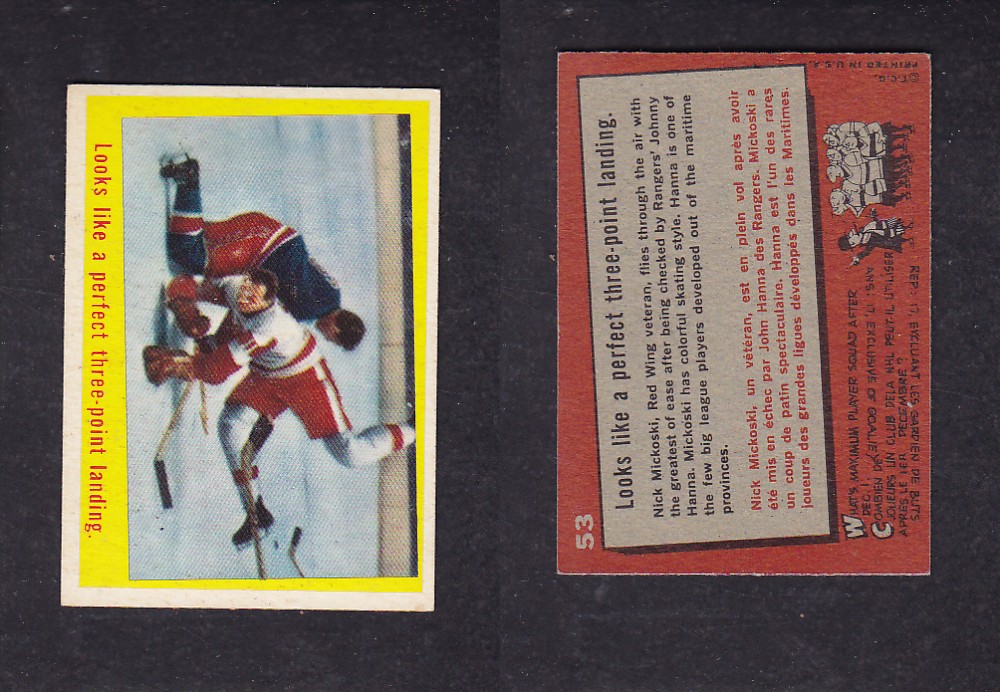 1959-60 TOPPS HOCKEY CARD #53 MICKOSKI/HANNA ACTION photo