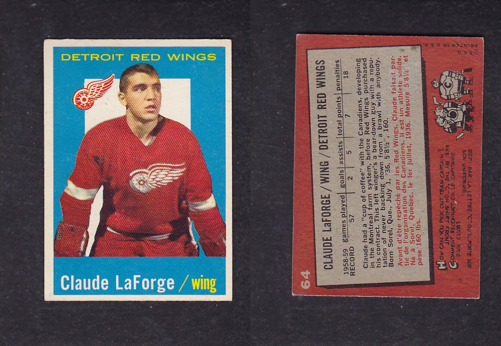 1959-60 TOPPS HOCKEY CARD #64 C. LAFORGE photo