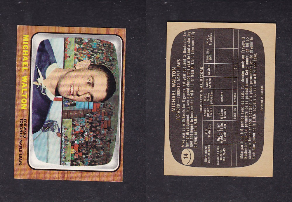 1966-67 TOPPS HOCKEY CARD #14 M. WALTON photo