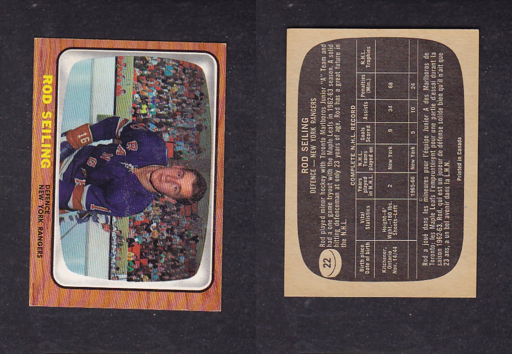 1966-67 TOPPS HOCKEY CARD #22 R. SEILING photo