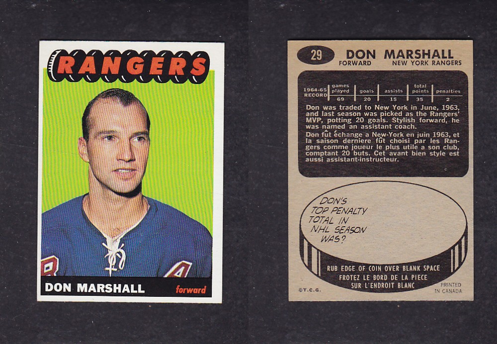 1965-66 TOPPS HOCKEY CARD #29 D. MARSHALL photo