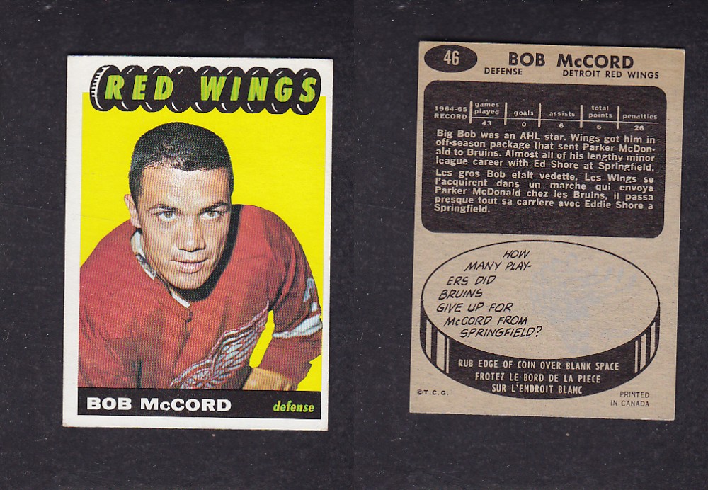 1965-66 TOPPS HOCKEY CARD #46 B. MCCORD photo