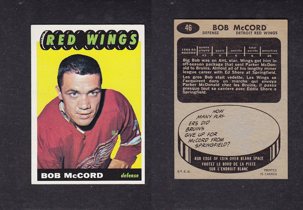 1965-66 TOPPS HOCKEY CARD #46 B. MCCORD photo