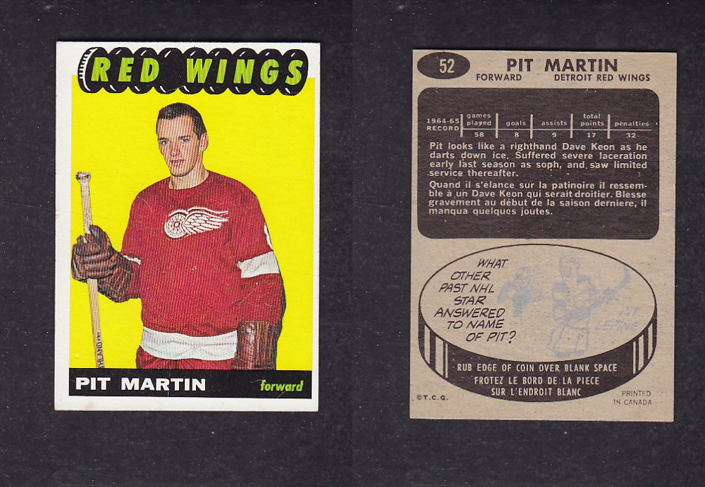 1965-66 TOPPS HOCKEY CARD #52 P. MARTIN photo