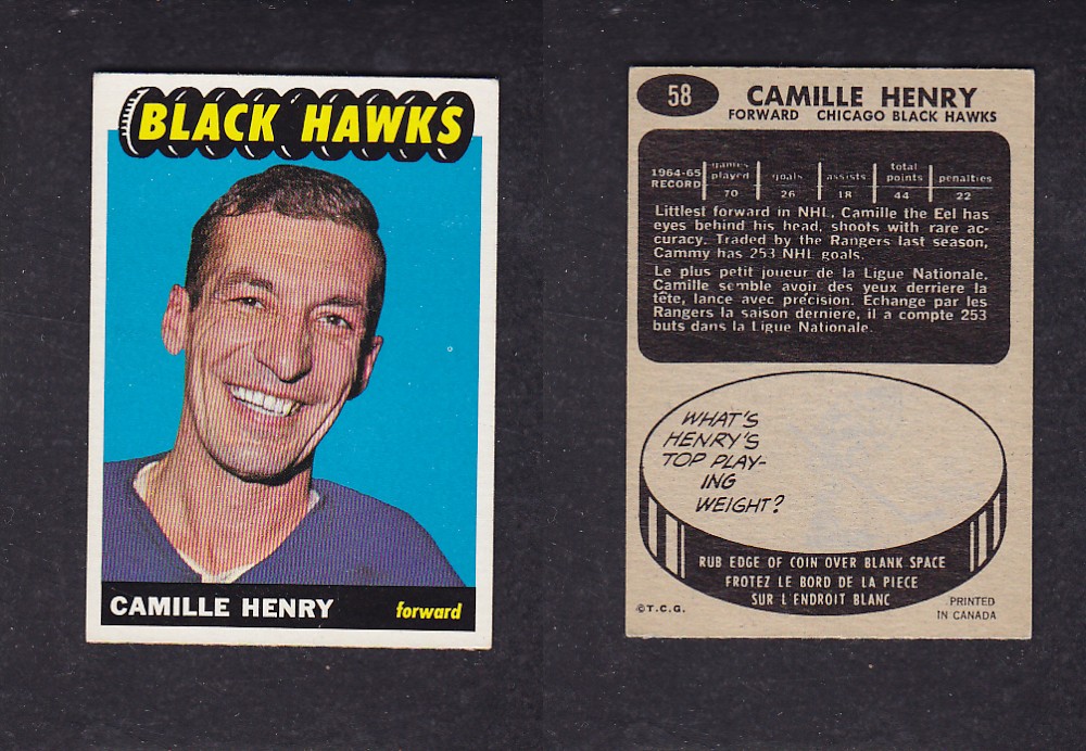 1965-66 TOPPS HOCKEY CARD #58 C. HENRY photo