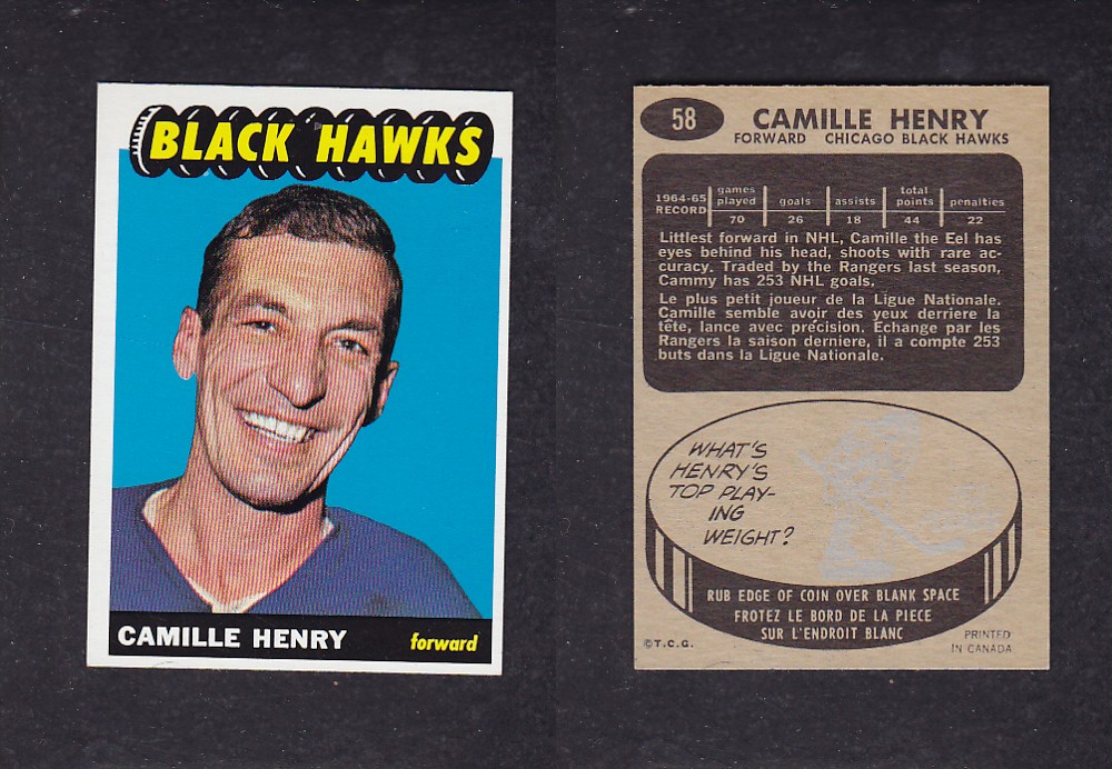 1965-66 TOPPS HOCKEY CARD #58 C. HENRY photo