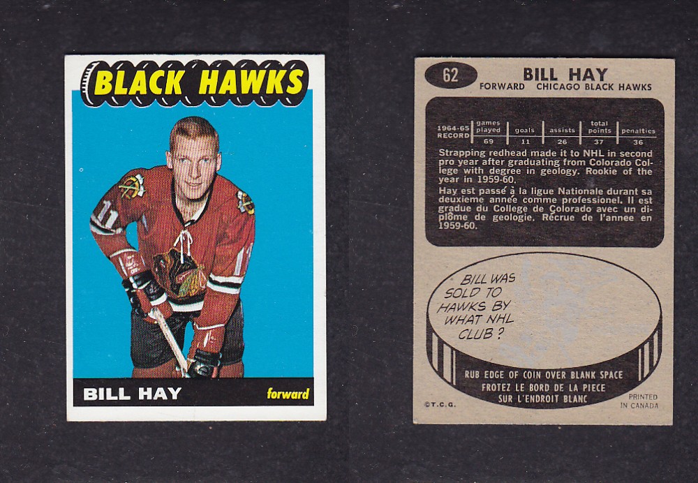 1965-66 TOPPS HOCKEY CARD #62 B. HAY photo